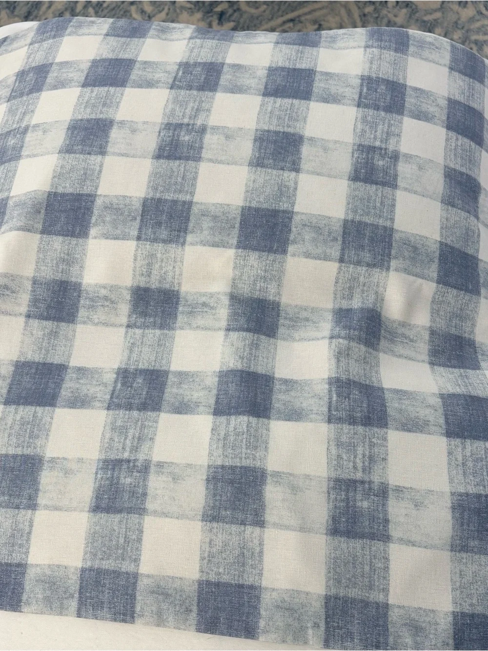 Pottery Barn 24 X 24 Blue & Ivory Check Pillow Cover